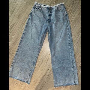 NEVER WORN Zara Frayed Waist Wide Leg Jeans